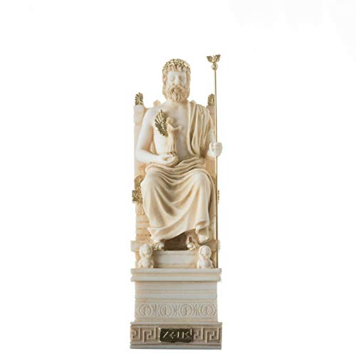 BeautifulGreekStatues Zeus En El Trono Júpiter Dios Estatua De Alabastro Griego Romano Oro 25cm
