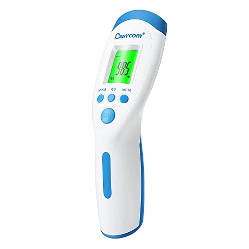 Berrcom termómetro digital termómetro frente infrarrojo sin contacto termómetro bebés, Médico termometros pantalla retroiluminada de tres colores, ℃ y ℉ Conmutable, Temperatura de lectura instantánea