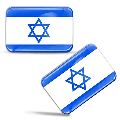 Biomar Labs® 2 x 3D Gel Pegatinas Siliconas Bandera Nacional de Israel Estrella de David Judía Israeli Stickers Jewish Flag Adhesivos Auto Coche Moto Ciclomotores Bicicleta Ordenador Portátil F 78