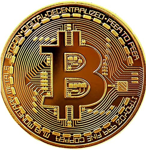 Bitcoin Moneda Física Bañada En Oro De 24k, Incluye Protector Acrilico Redondo