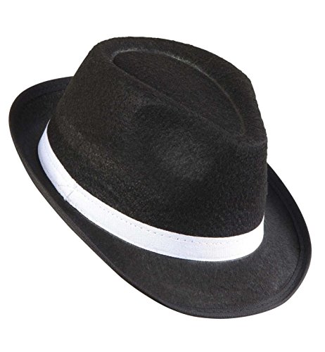 "BLACK GANGSTER HATS WITH WHITE BAND" felt -