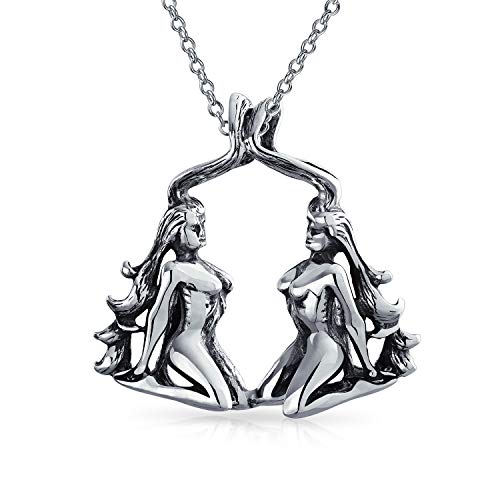 Bling Jewelry Gemelos Géminis Signo Del Zodiaco Astrología Horóscopo Colgante Para Mujer Collar Antiqued .925 Sterling Silver