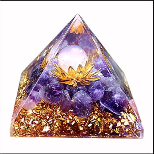 BLISSB Pirámide orgonita Piedras energéticas Decor Amatista Pirámide de Cristales para energía Piedras Chakras Curación Meditación Yoga -6CM