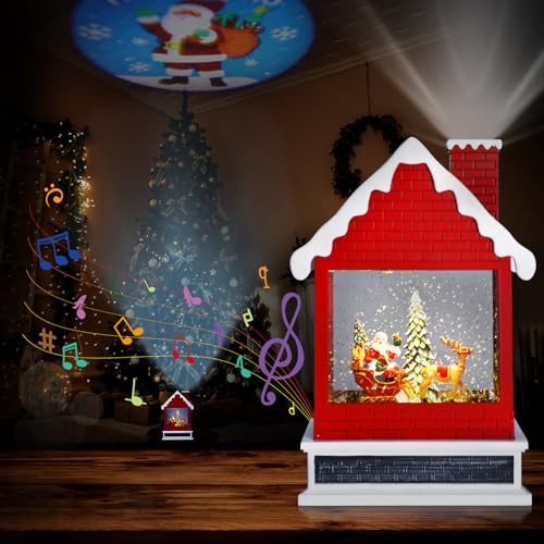 Bola de Nieve Navidad Música, CestMall LED Linterna de Globo Adornos Navidad con Luces Temporizador de 6 Horas Batería USB para Cumpleaños Infantiles Decoracion Navidad Mesas Fiesta Casa Escritorio