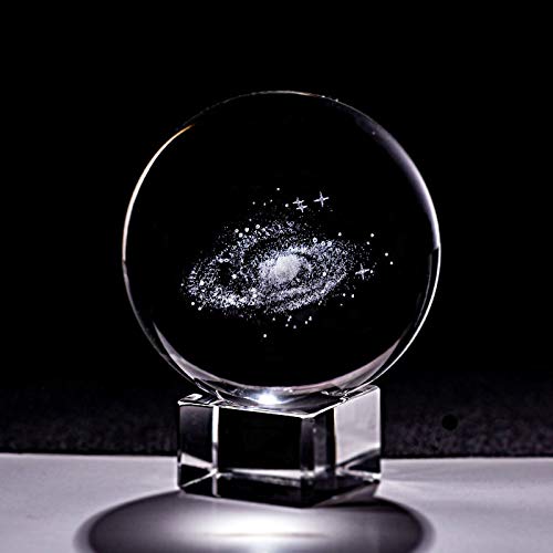 bolas de energía Bola de cristal 3D con láser grabado Cuarzo Esfera de vidrio Decoración del hogar Ornamentos Globe Galaxy Miniaturas Figuras creativas Regalos bola de fotografía de vidrio