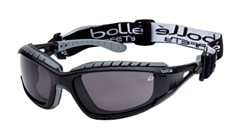 Bolle TRACPSF - Gafas de seguimiento con marco de nailon antiarañazos y lente antiniebla, color negro y ahumado
