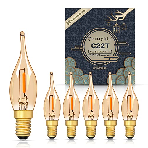 Bombilla LED de Baja Potencia E14 0.7W, Vintage Candelabro Night Light Candle Bulbs, Equivalente a 7W, Ultra Cálido 2200K Para Lámpara de Sal Lámparas Decorativas, 6 Unidades