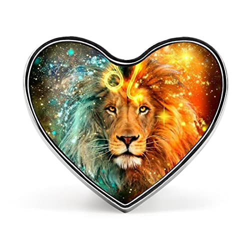 Broche en forma de corazón con diseño de constelación de león, galaxia, sin coser, para ropa, mochila, sombrero, botones de metal, insignia unisex