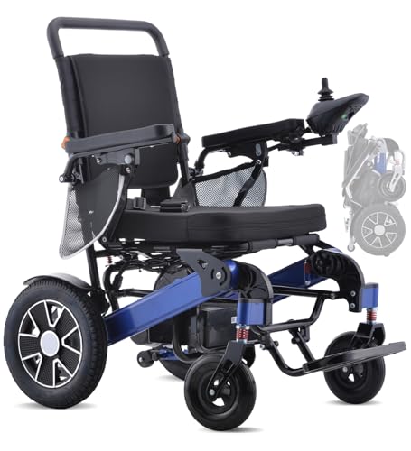 Broobey Sillas de ruedas eléctricas portátiles para adultos, silla de ruedas eléctrica ligera, soporta 220 libras, silla de ruedas plegable motorizada eléctrica para personas mayores, color plateado