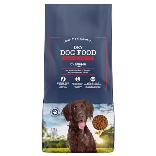 by Amazon - Alimento seco completo para perro adulto rico en vacuno con guisantes, 20kg, Paquete de 2 (Anteriormente Marca Amazon - Solimo)
