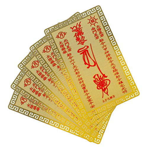 Cabilock 5 Piezas Amuleto del Año Zodiacal Tarjetas De Feng Shui Decoracion Coche Amuleto Religioso Tarjetas De Protección Kwan Kung Feng Shui Bagua Chino Amuleto Taisui Japón Cobre Encanto