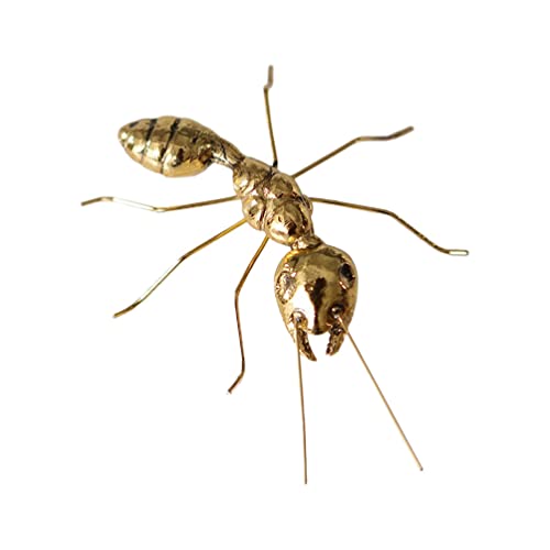 Cabilock Escultura de hormiga de oro Estatuillas de animales de latón Ornamento de escritorio de metal para decoración de coche de oficina en casa 6.5* 3* 7 cm