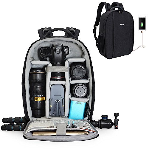 CADeN Mochila para cámara, impermeable, a prueba de golpes, bolsa de equipaje con cubierta de lluvia, soporte para trípode para Sony Canon Nikon Olympus cámara sin espejo Flash