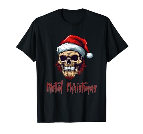Calavera Santa Heavy Metal Navidad Camiseta