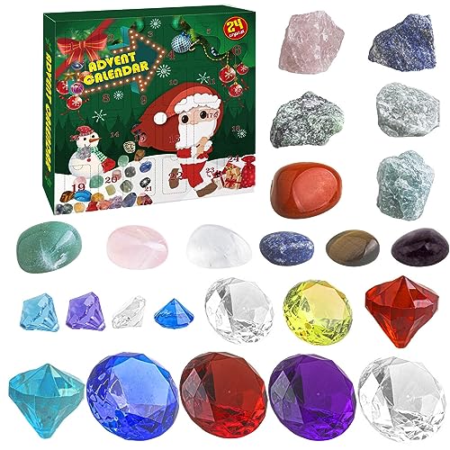 Calendario de Adviento 2023 con cristales para niños, 24 días, piedras preciosas en busca de mineral PeH959 (negro, talla única)
