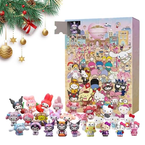 Calendario de Adviento de Navidad 2023, 24 figuras de dibujos animados, calendario de cuenta regresiva de Navidad | Calendario de cuenta regresiva de Navidad con juguetes sorpresa