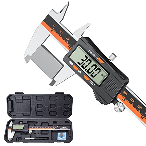 Calibrador digital,Preciva calibrador métrico 150 mm / 6 pulgadas, micrómetro calibrador electrónico deslizador pantalla LCD grande herramienta de medición de diámetro regla de carpintería