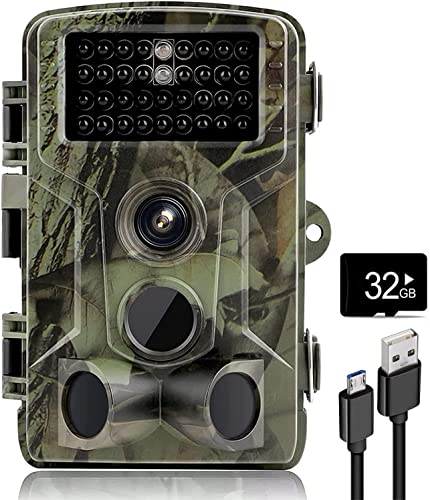 Cámara de Caza 4K 36MP con Visión Nocturna LED IR Invisibles de 940nm, Camara de Caza Sensor 0.2s de Tiempo Activación, IPP66 Impermeable, Cazar Vigilancia de la Fauna, Incluye Tarjeta SD de 32G