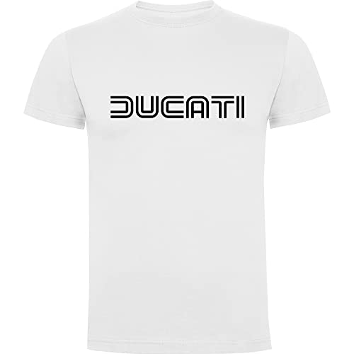 Camiseta Blanca con Logotipo de Ducati Hombre 100% Algodón Tallas S M L XL XXL Mangas Cortas (as4, Alpha, l, Regular, Regular, L)