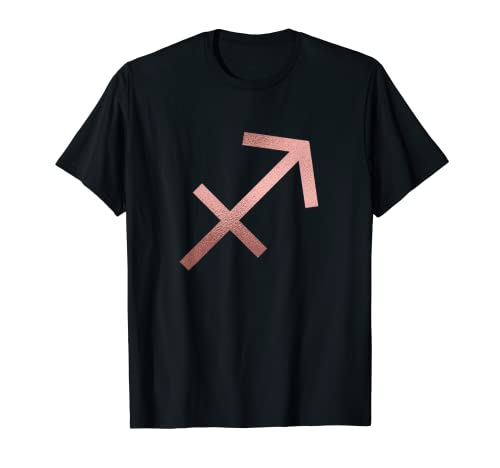 Camiseta con signo zodiacal del zodiaco del símbolo de Sagitario en oro rosa Camiseta