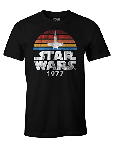 Camiseta de Hombre Star Wars 1977 Retro algodón Negro - S