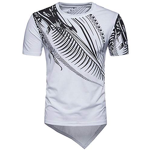 Camiseta de manga corta para hombre con diseño de dragón con código europeo de verano Blanco blanco S