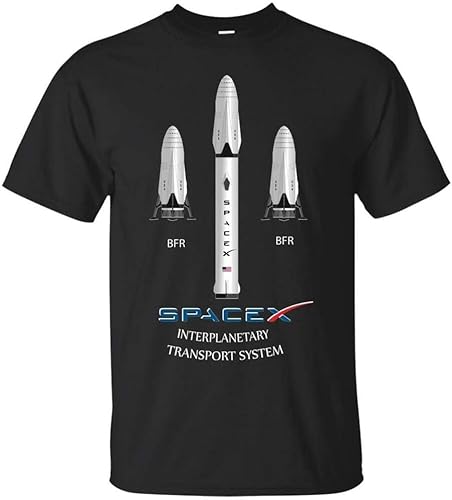 Camiseta de manga corta para hombre con diseño de Elon Musk Mars Bfr Rocket Spacex Launch Falcon Heavy, Negro, XXL