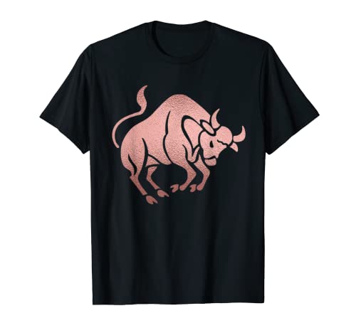 Camiseta de oro rosa con símbolo de toro Tauro con signo zodiacal Camiseta