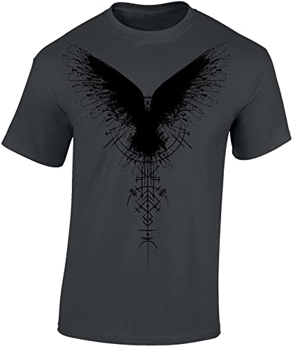 Camiseta vikinga para hombre: cuervo/cuervo - Camiseta vikinga Regalos para hombres - Ropa vikinga, Cuervo de sombra, XXL