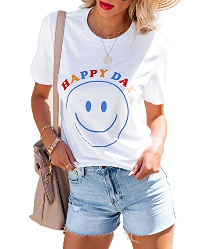 Camisetas de manga corta con estampado de tigre, camiseta gráfica de verano con cuello redondo para mujer, 08 Sonrisa colorida, Medium