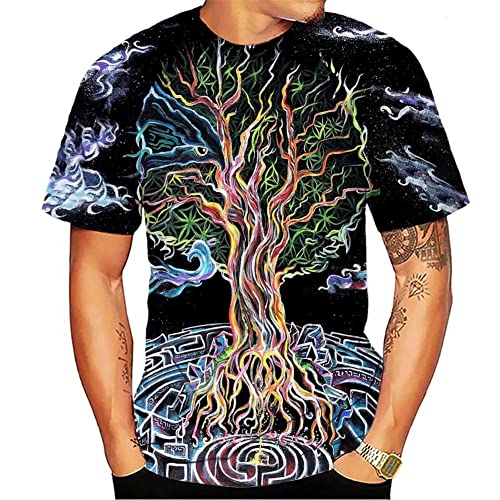 Camisetas gráficas 3D para hombre, novedosas camisetas con diseños geniales para hombre, Árbol Cósmico, XXL