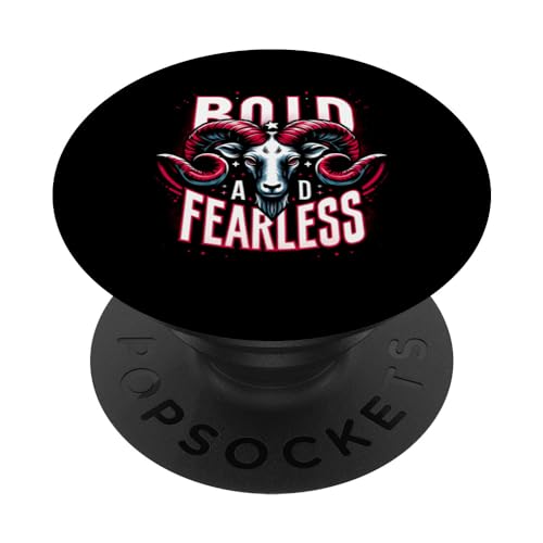 Camisetas gráficas divertidas del zodiaco Aries Bold and Fearless PopSockets PopGrip Intercambiable