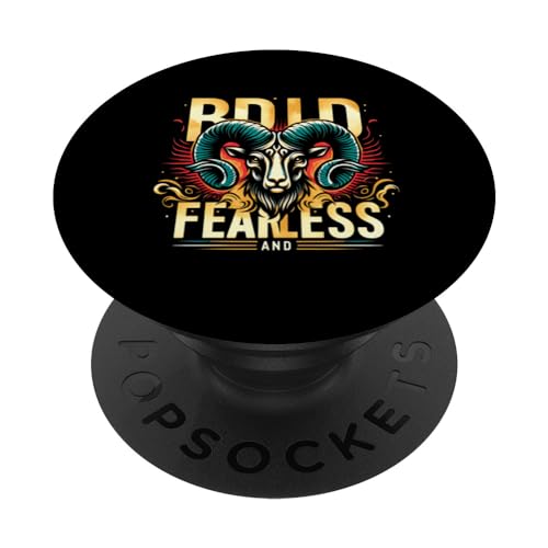 Camisetas gráficas divertidas del zodiaco Aries Bold and Fearless PopSockets PopGrip Intercambiable