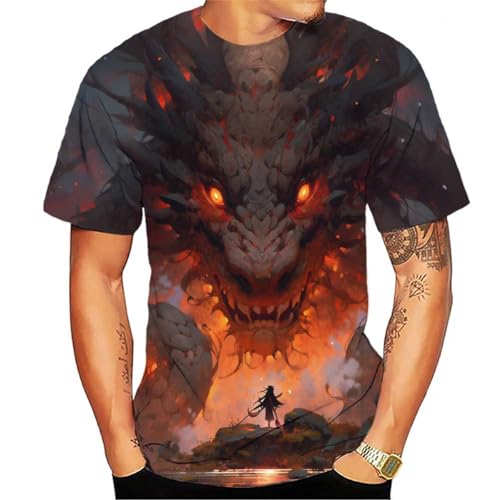 Camisetas gráficas para hombre, camisetas gráficas novedosas con diseños geniales, Rey Dragón, Medium