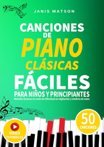 CANCIONES DE PIANO CLÁSICAS FÁCILES PARA NIÑOS Y PRINCIPIANTES: Melodías famosas en orden de dificultad con digitación y nombres de notas (Partituras Fáciles de Piano para Niños y Principiantes)