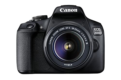 Canon EOS 2000D más EF-S 18-55mm f/3.5-5.6 III Juego de cámara SLR 24,1 MP CMOS 6000 x 4000 Pixeles Negro - Cámara digital (Full HD, Negro)