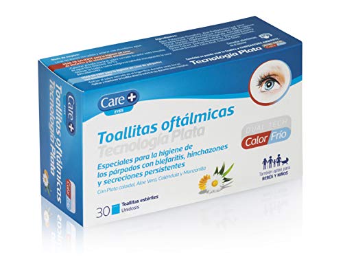 Care + Toallitas Oftálmicas estériles, Higiene Párpados con tecnología de Plata, Blefaritis 30 Unidad (Paquete de 1)