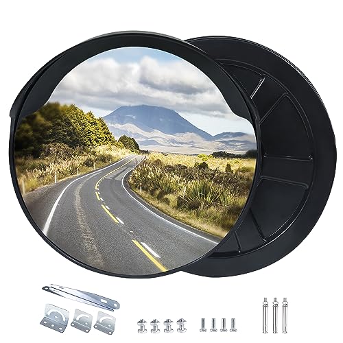 CCLIFE Espejo de Tráfico 30/45/ 60 cm Convexo de Seguridad, con Visión de Gran Angular Ajustable, Para Carreteras, Almacenes, Garajes, Oficinas y Tiendas