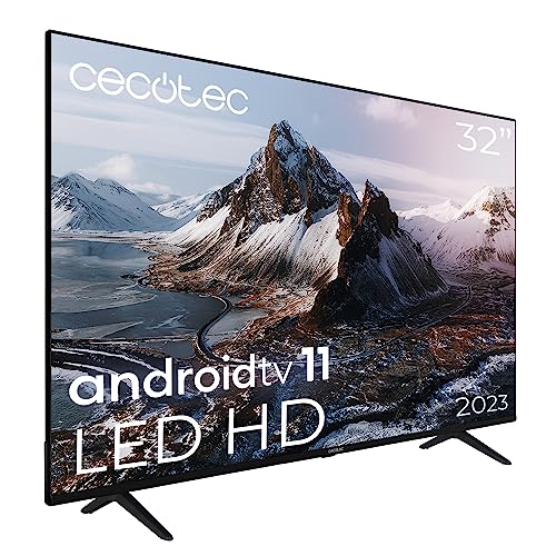 Cecotec Televisor LED 32" Smart TV LED a3 Series ALH30032s. Resolución LED HD, Android 11, Diseño sin Marco, MEMC, Dolby Atmos, HDR10, 2 Altavoces de 10W, Modelo 2023