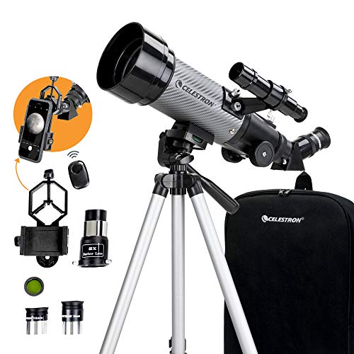 Celestron - Alcance de Viaje DX de 70 mm - Telescopio Refractor portátil - Óptica de Vidrio Totalmente recubierta - Telescopio Ideal para Principiantes - Paquete de Software de astronomía Bonus -