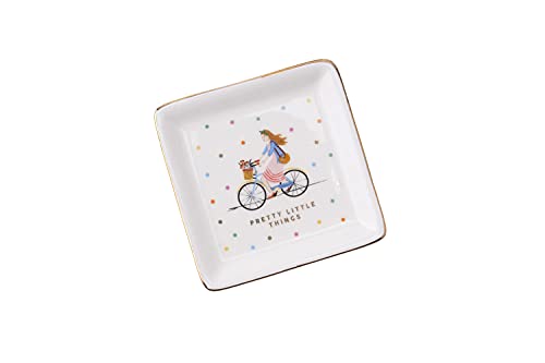 CGB Giftware Daydreamer GB05745 - Soporte para platos de cerámica con diseño de lunares, en caja de regalo, color blanco y dorado