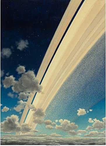 Chesley Bonestell Rings of Saturn b13982 A1 Poster - Papel fotográfico grueso brillante (33/24 inch) (84/59 cm) - Película Decoración de pared Arte Actor Actriz Regalo Anime Auto Cinema Room Decorac
