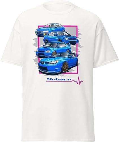 ChriStyle Camiseta Subaru Hombre Niño Camiseta Impreza Evolución Modelos WRX Classic Car Rally STI, Color blanco., M