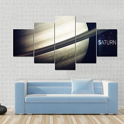 Cielo Creativo De Saturno 5 Piezas Lienzos Cuadros Pinturas Fotografía De 100×55 Cm Impresiones En Lienzo Decoración Para El Arte De La Pared Del Hogar, Salón Oficina Mordern Decoración Artí -8H1G-U3S