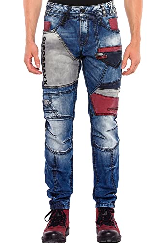 Cipo & Baxx Pantalones vaqueros para hombre, diseño moderno, ocio, ropa de calle, estilo llamativo, CD574, azul, 29W x 32L