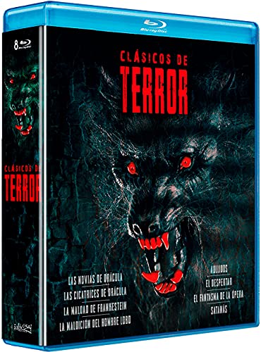 Clasicos del terror (Blu-ray) Pack 8 peliculas: Satanas / Fantasma de la Opera / Novias de Dracula / Maldicion del Hombre Lobo / Maldad de Frankestein / Cicatrices de Dracula / El Despertar / Aullidos