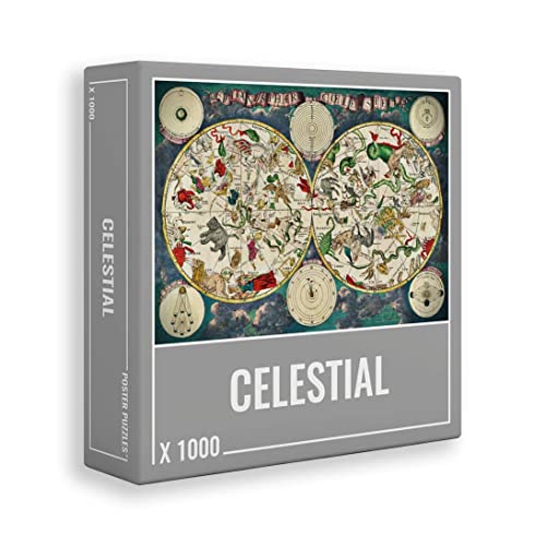 Cloudberries Celestial - Rompecabezas Premium de 1000 Piezas para Adultos con Mapa Vintage de Estrellas y diseño astronómico. Hecho en Europa.