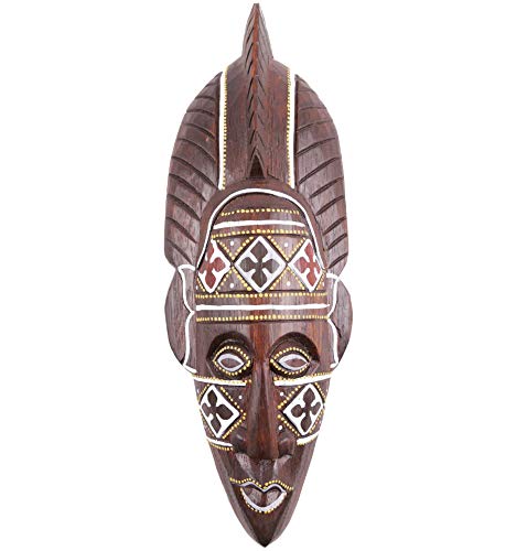 Coco Papaya Máscara batik africana de madera 30 cm – Fabricación artesanal