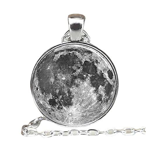 Colgante de luna llena, collar de luna llena, joyería de luna llena, colgante de luna llena, plata