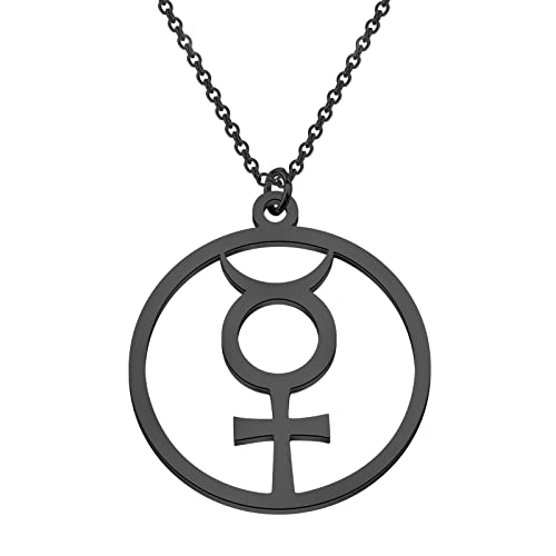 Colgante de mercurio símbolo alquímico collar de acero inoxidable símbolo de mercurio joyería de símbolo astrológico joyería, 3.0